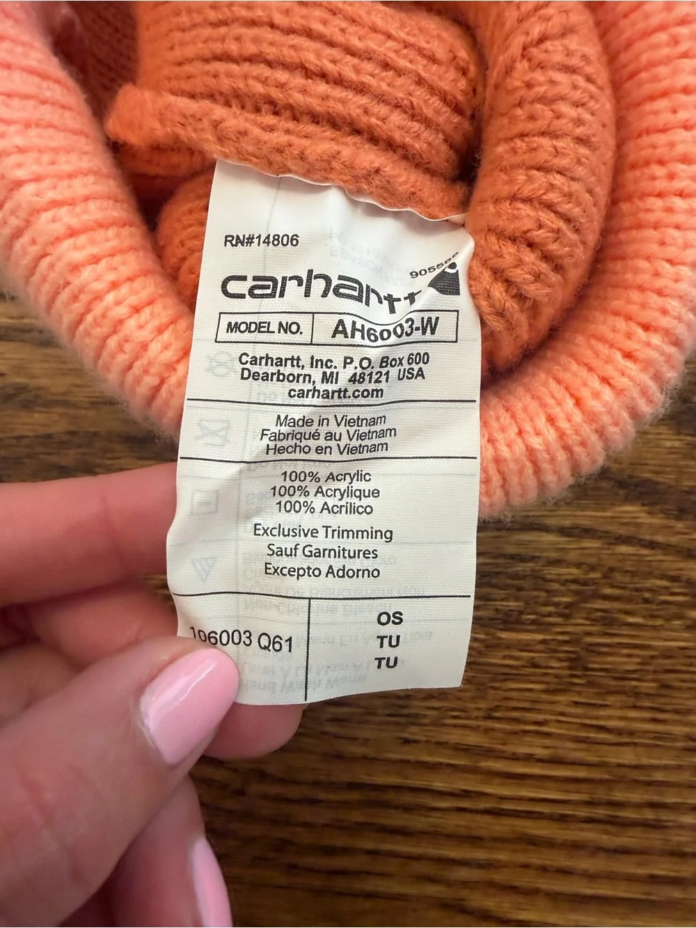 Carhartt Kids Two-Tone Peach/Coral Pom Beanie